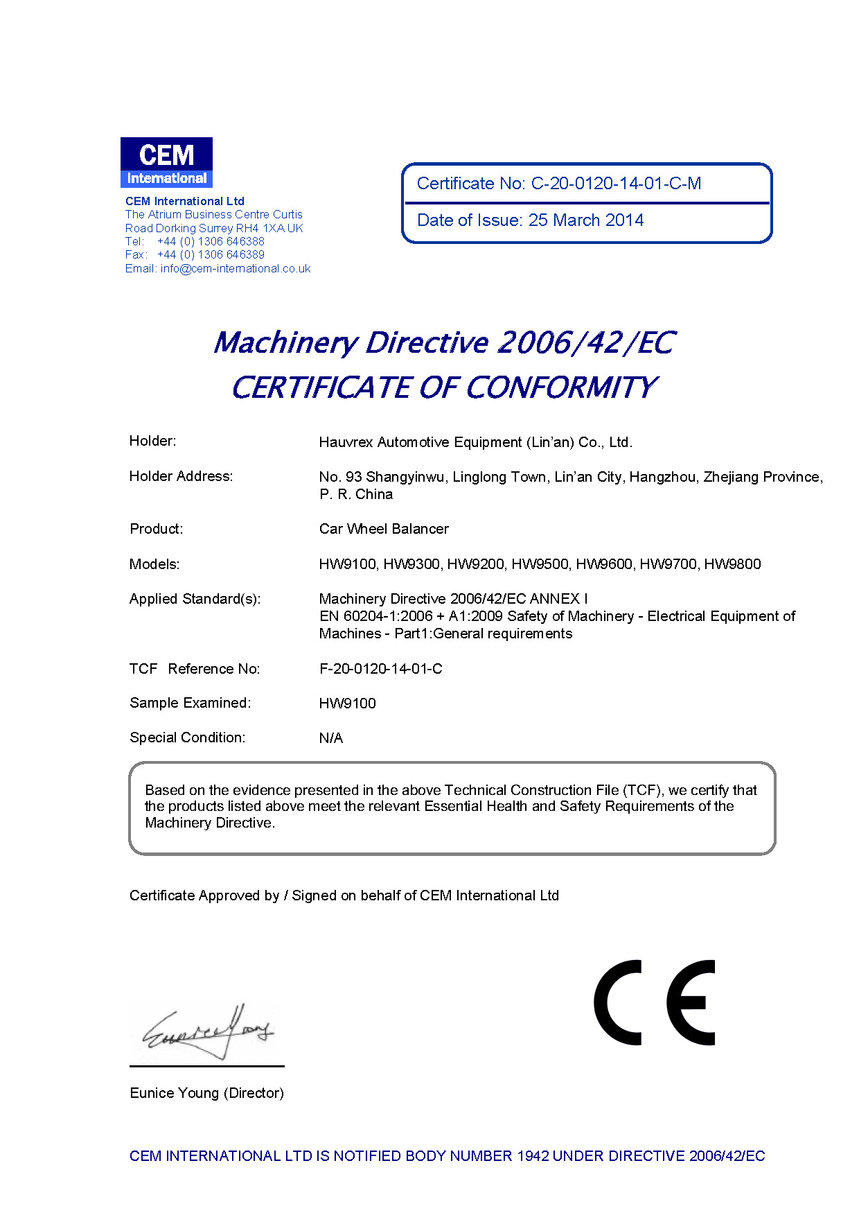 CE certificate