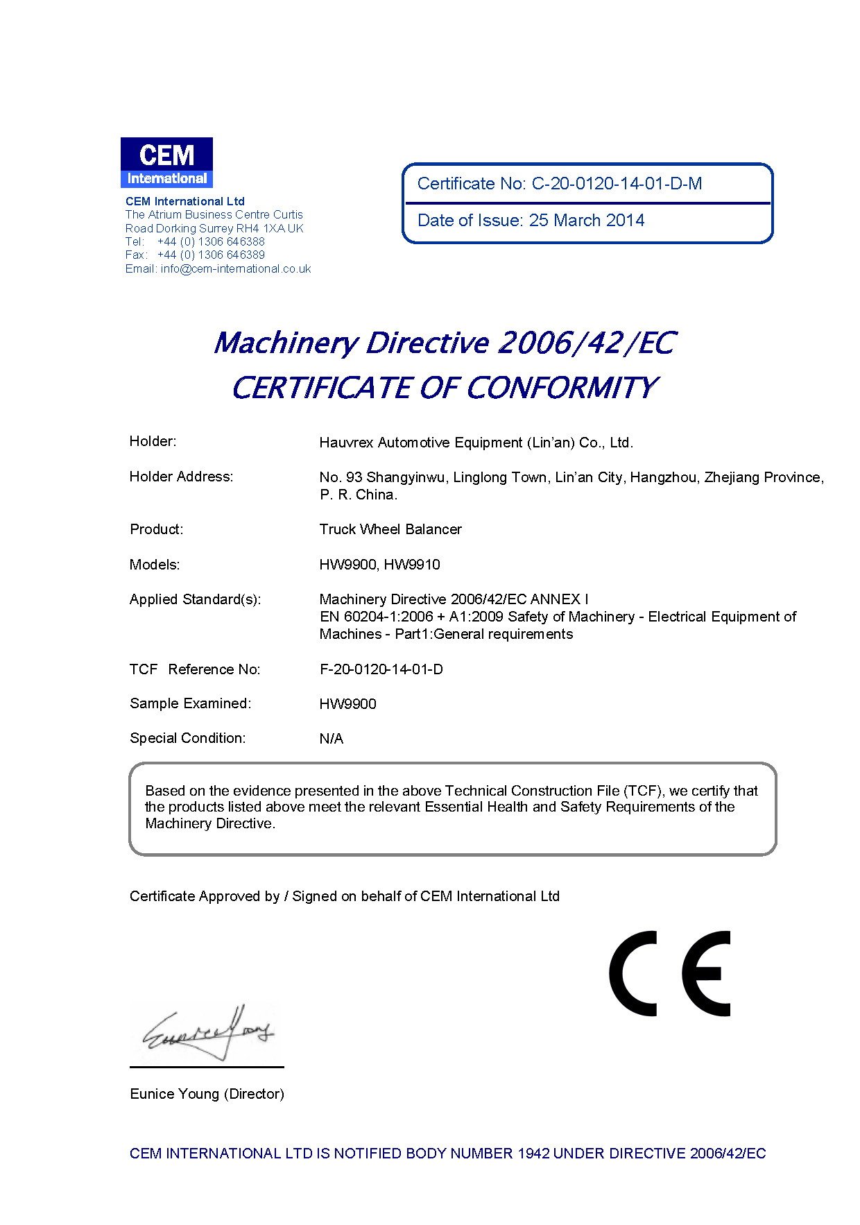 CE certificate