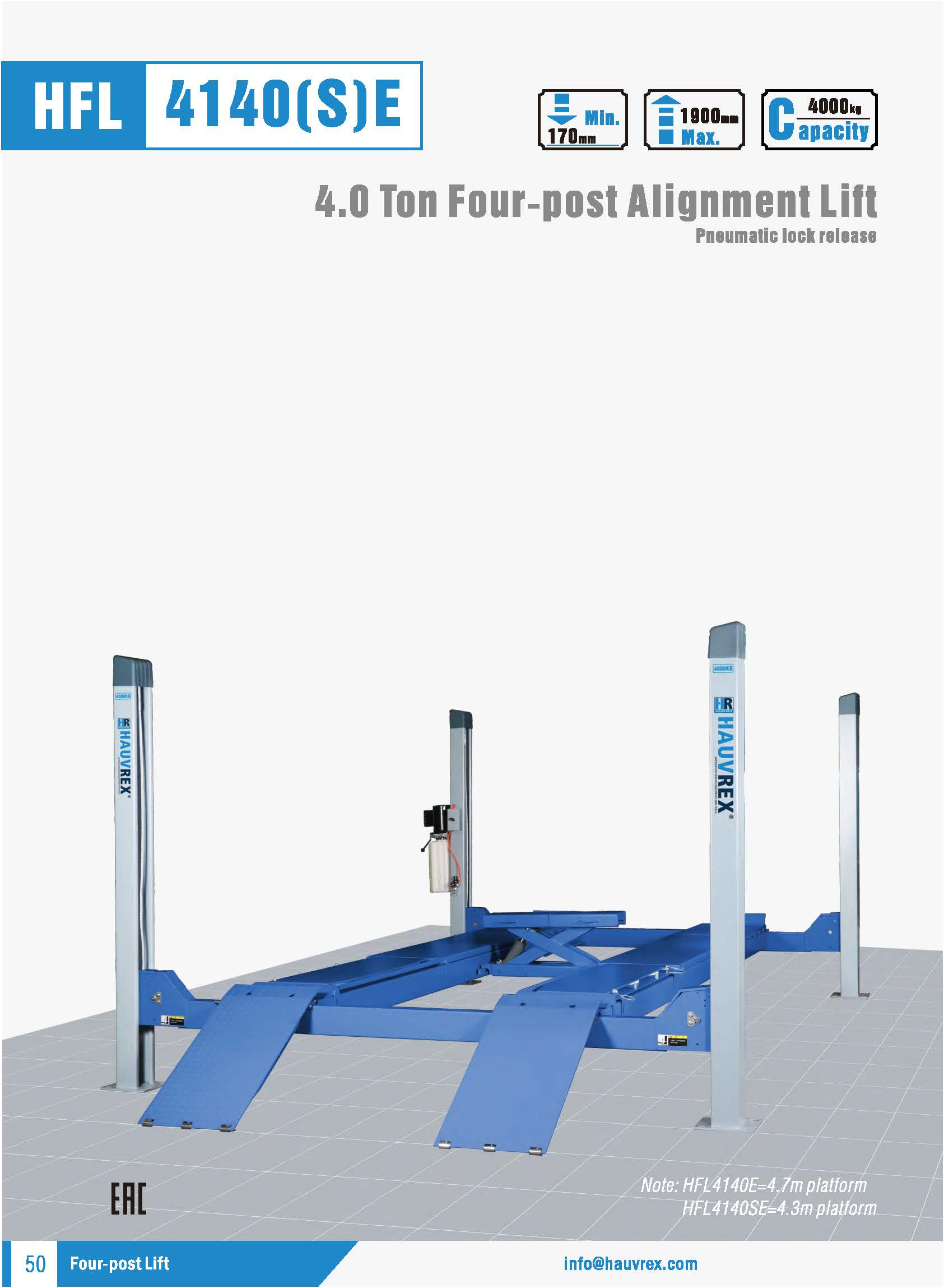 HFL4140(S)E Elevadores de 4 columnas